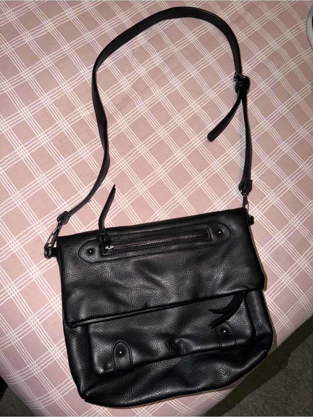 Vans Black Leather Shoulder Crossbody Bag